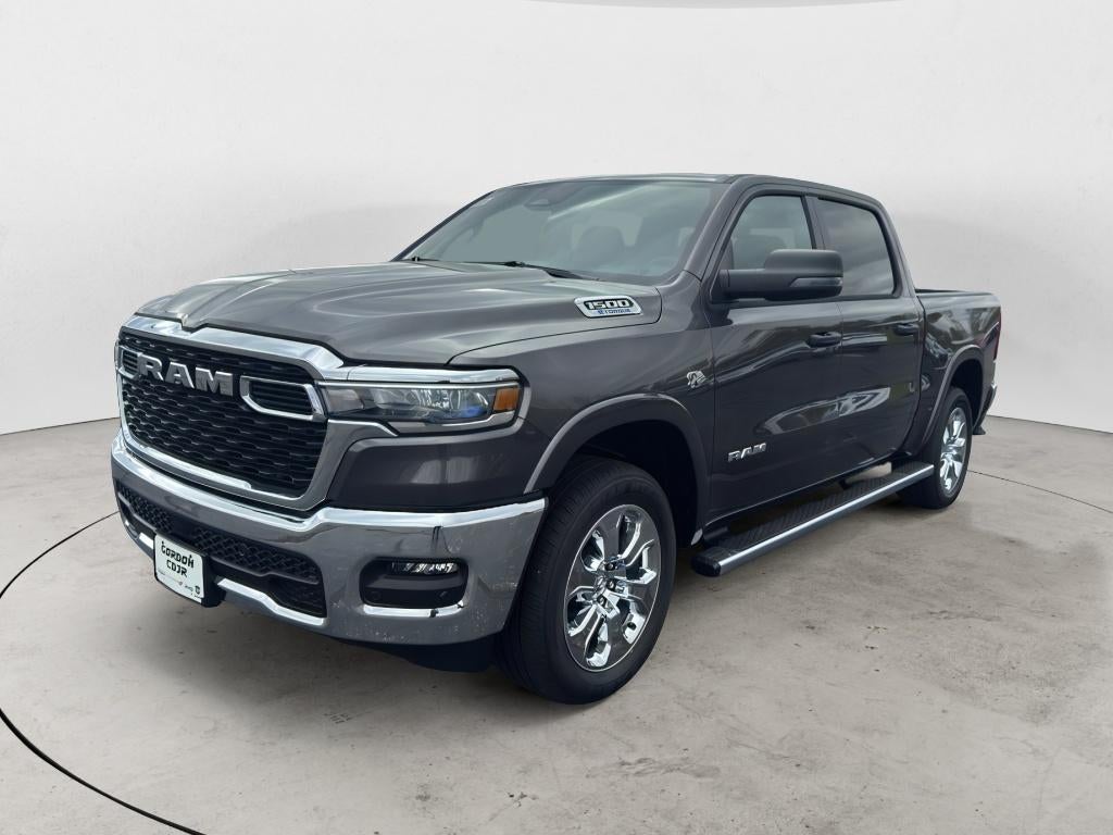 2026 RAM Ram 1500 RAM 1500 BIG HORN CREW CAB 4X4 5'7' BOX in Granite Crystal Metallic Clear-Coat Exterior Paint — front three-quarter view